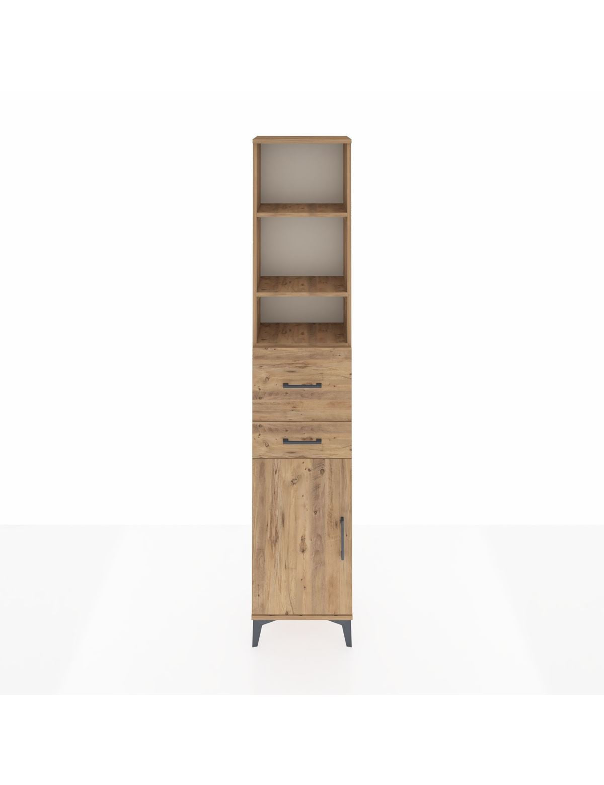 Arges Dolap 4 Raflı 2 Çekmeceli Tek Kapaklı 44x30x221 Çam-Çam