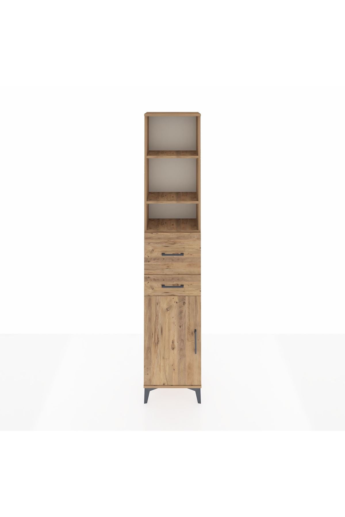 Arges Dolap 4 Raflı 2 Çekmeceli Tek Kapaklı 44x30x221 Çam-Çam