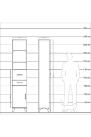 Arges Dolap 4 Raflı 2 Çekmeceli Tek Kapaklı 44x30x221 Çam-Çam