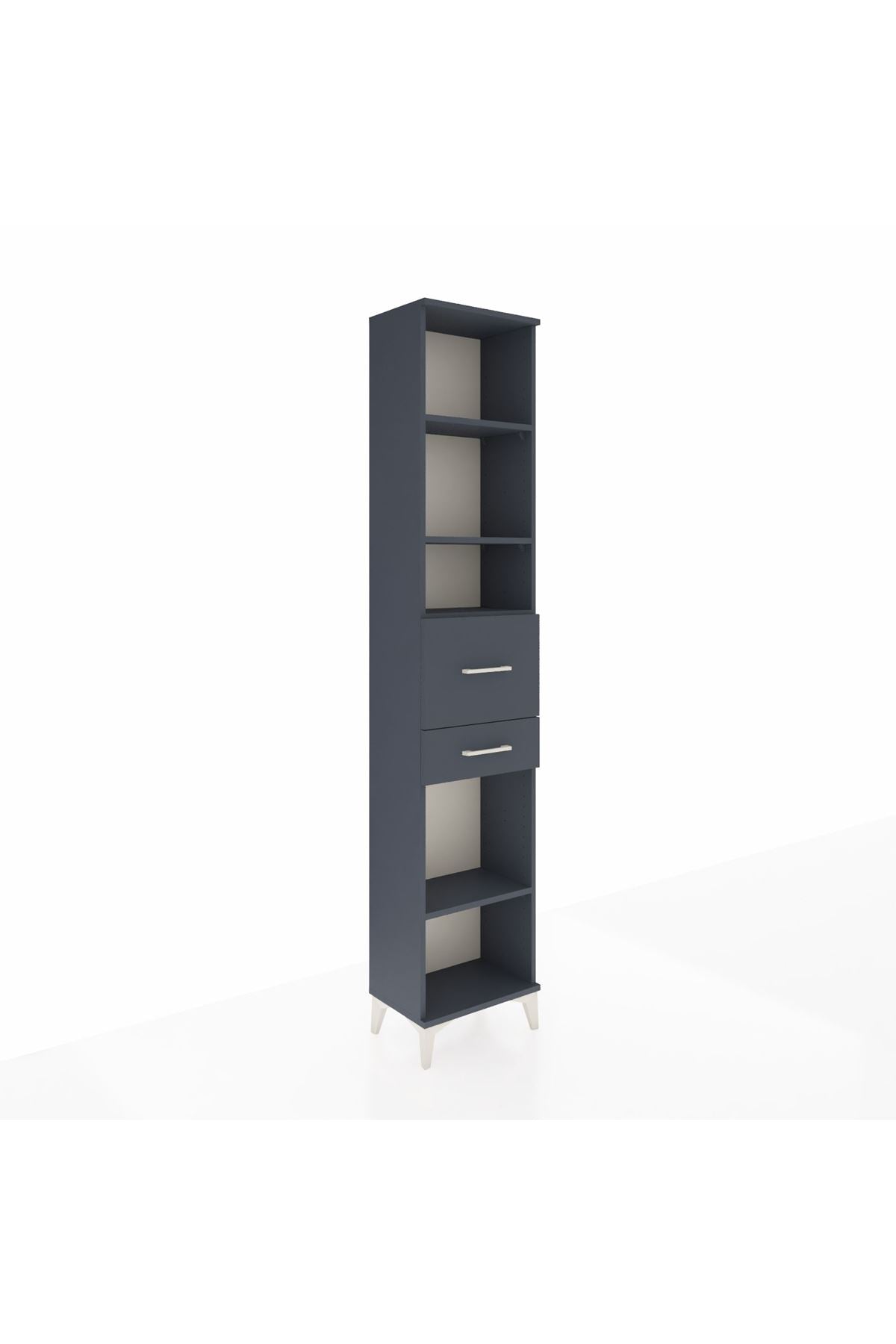 Arges Dolap 4 Raflı 2 Çekmeceli 44x30x221 Antrasit-Antrasit