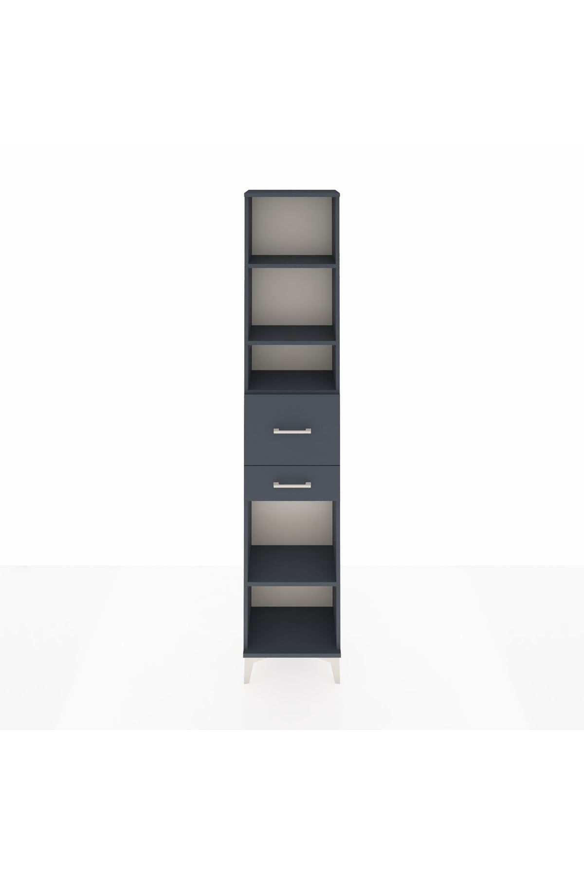 Arges Dolap 4 Raflı 2 Çekmeceli 44x30x221 Antrasit-Antrasit