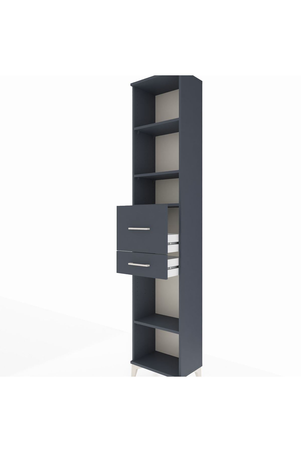 Arges Dolap 4 Raflı 2 Çekmeceli 44x30x221 Antrasit-Antrasit