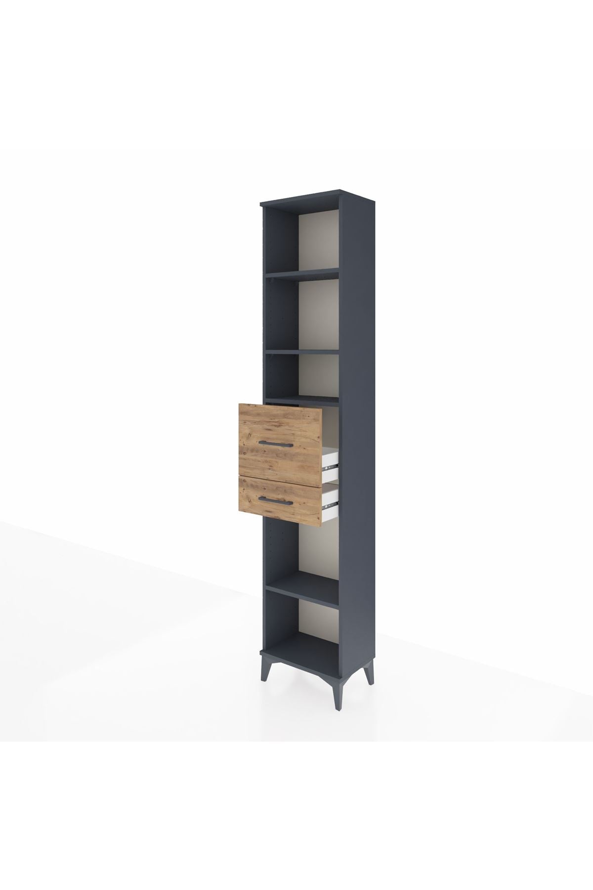 Arges Dolap 4 Raflı 2 Çekmeceli 44x30x221 Antrasit-Çam