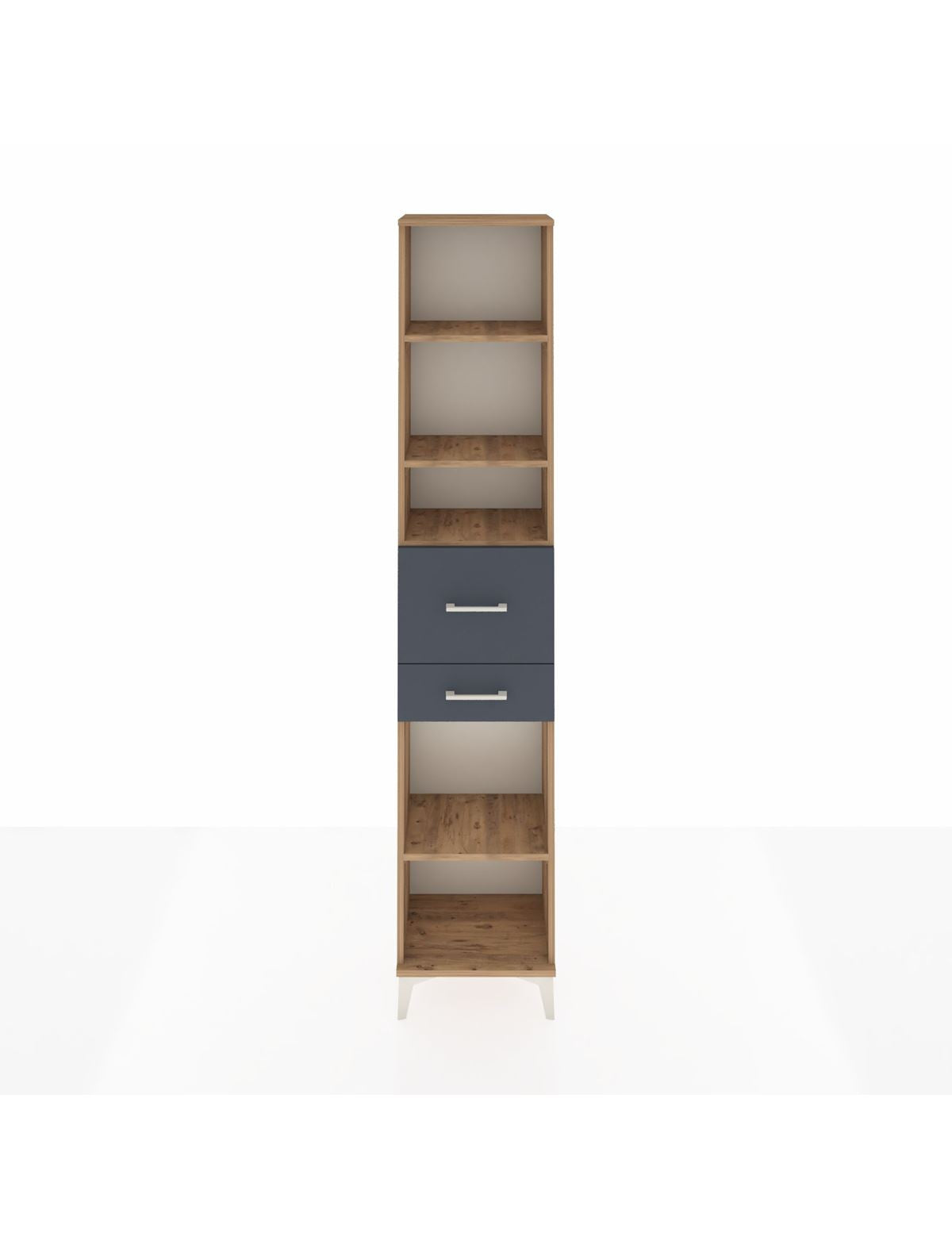 Arges Dolap 4 Raflı 2 Çekmeceli 44x30x221 Çam-Antrasit