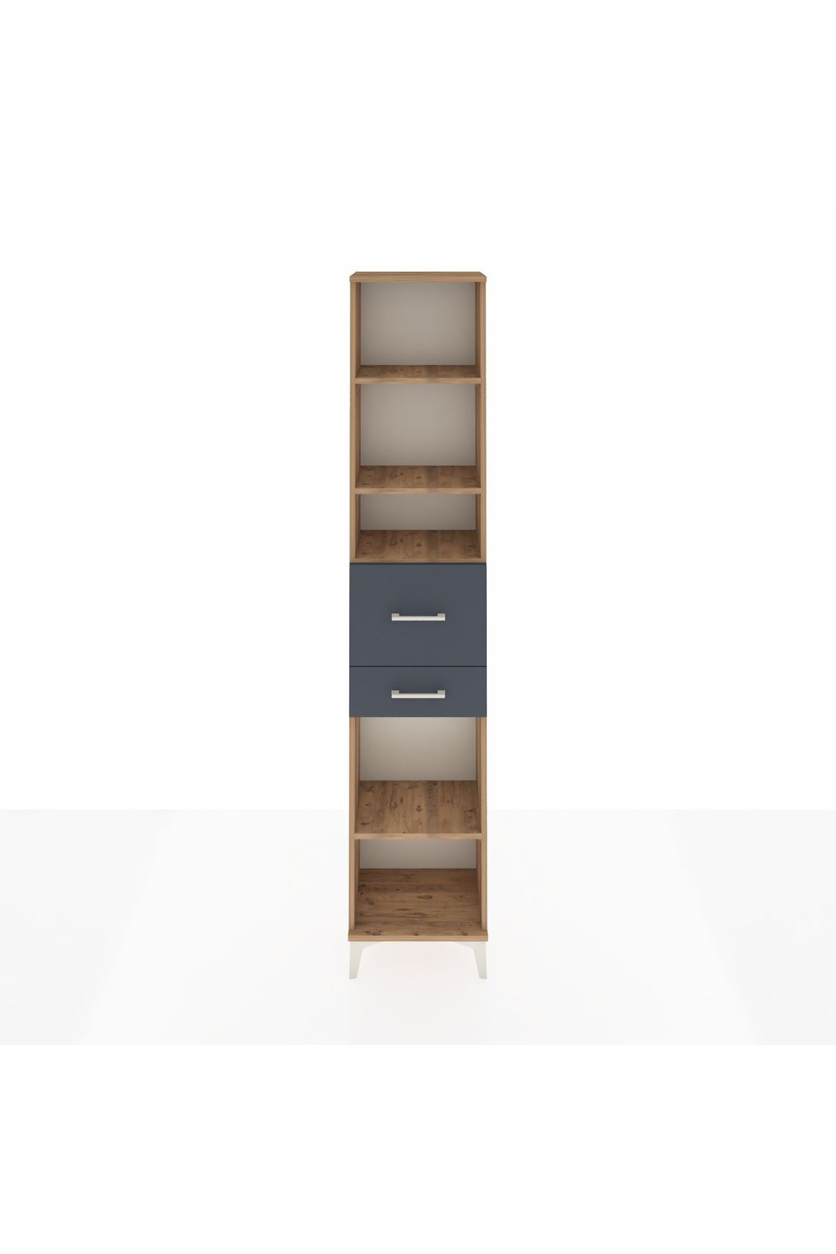 Arges Dolap 4 Raflı 2 Çekmeceli 44x30x221 Çam-Antrasit