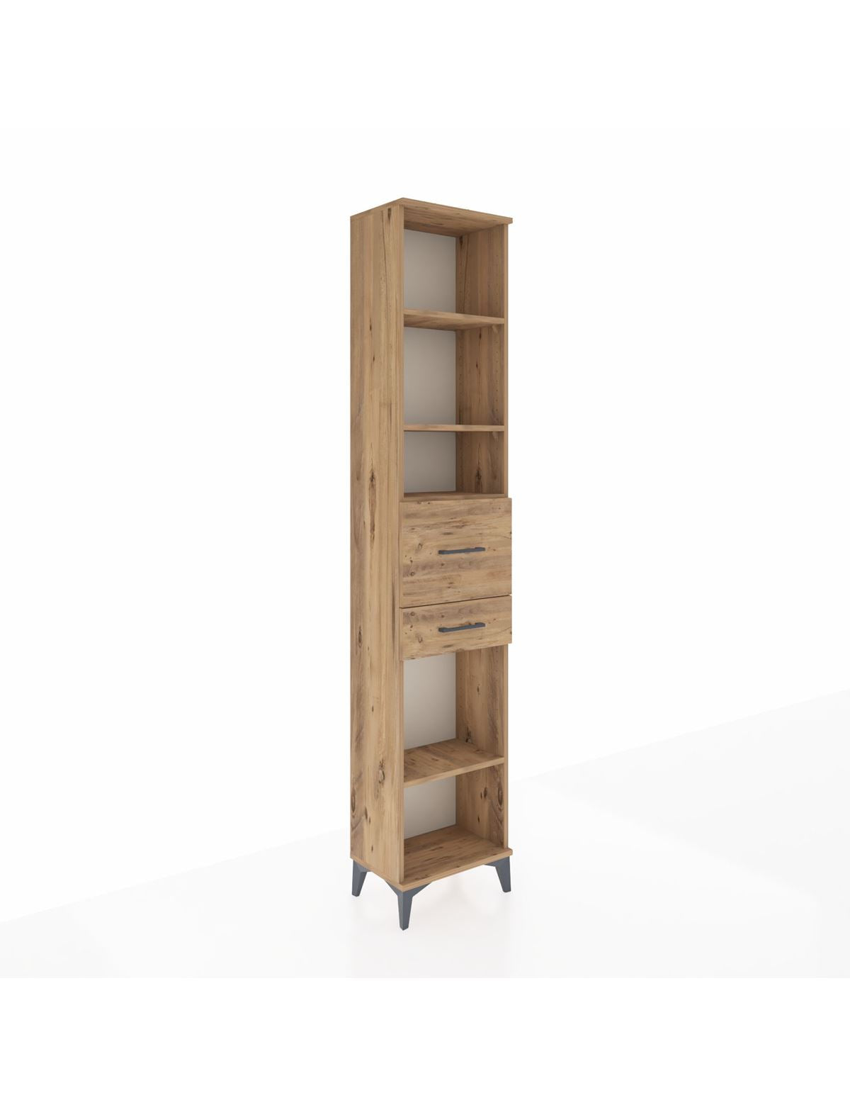 Arges Dolap 4 Raflı 2 Çekmeceli 44x30x221 Çam-Çam