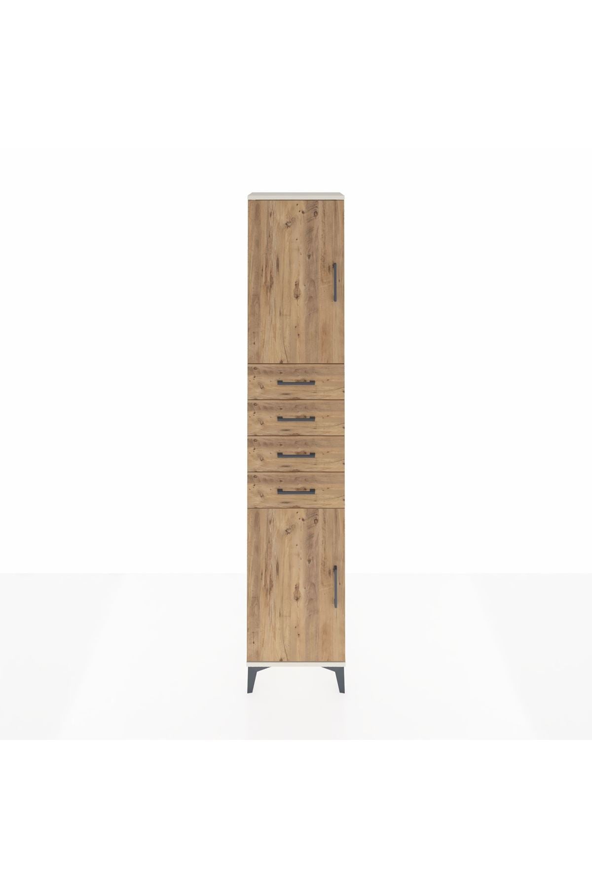 Arges Dolap 3 Raflı 4 Çekmeceli 2 Kapaklı 44x30x221 Aytaşı-Çam