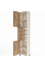 Arges Dolap 3 Raflı 4 Çekmeceli 2 Kapaklı 44x30x221 Aytaşı-Çam