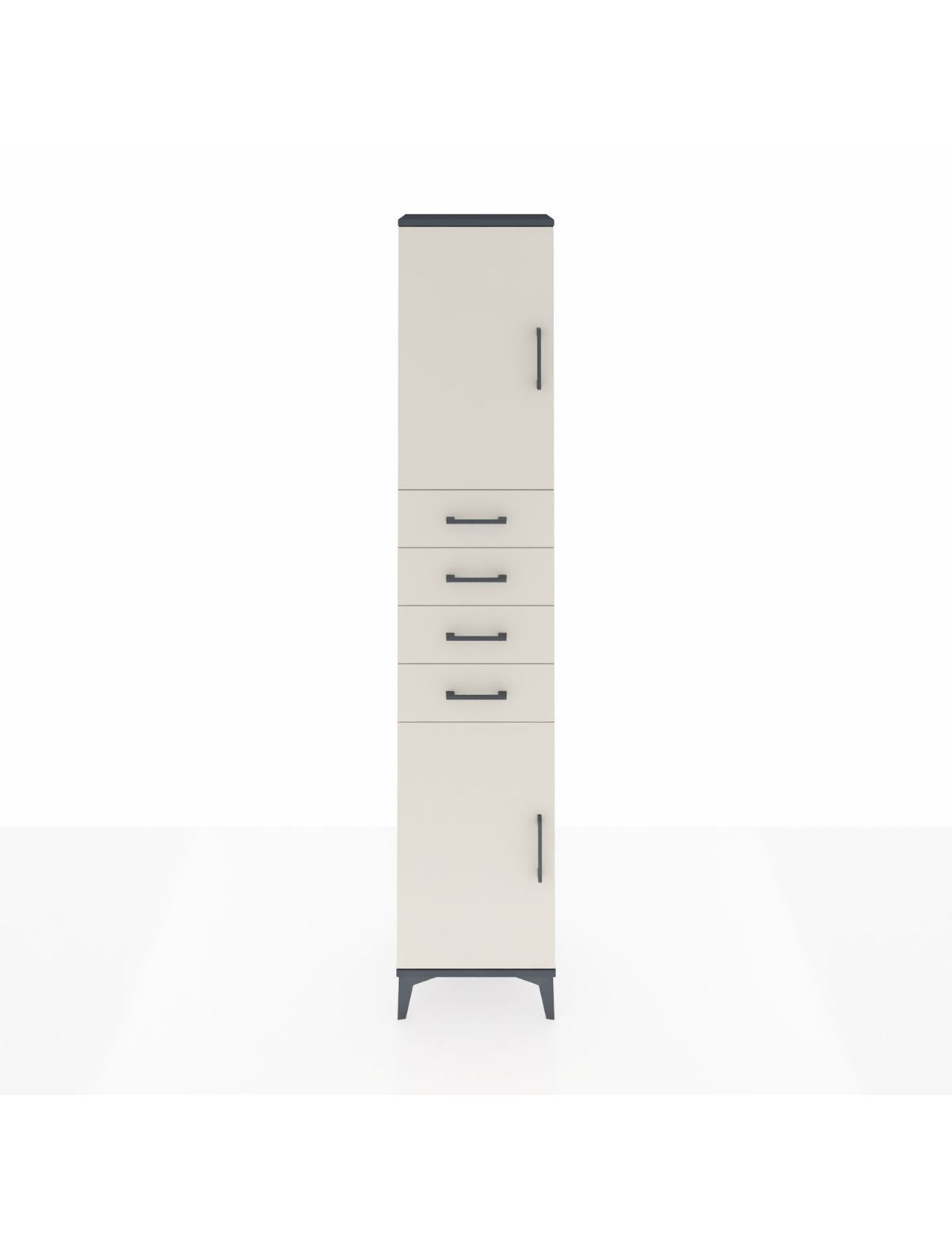 Arges Dolap 3 Raflı 4 Çekmeceli 2 Kapaklı 44x30x221 Antrasit-Aytaşı