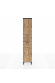 Arges Dolap 3 Raflı 4 Çekmeceli 2 Kapaklı 44x30x221 Antrasit-Çam