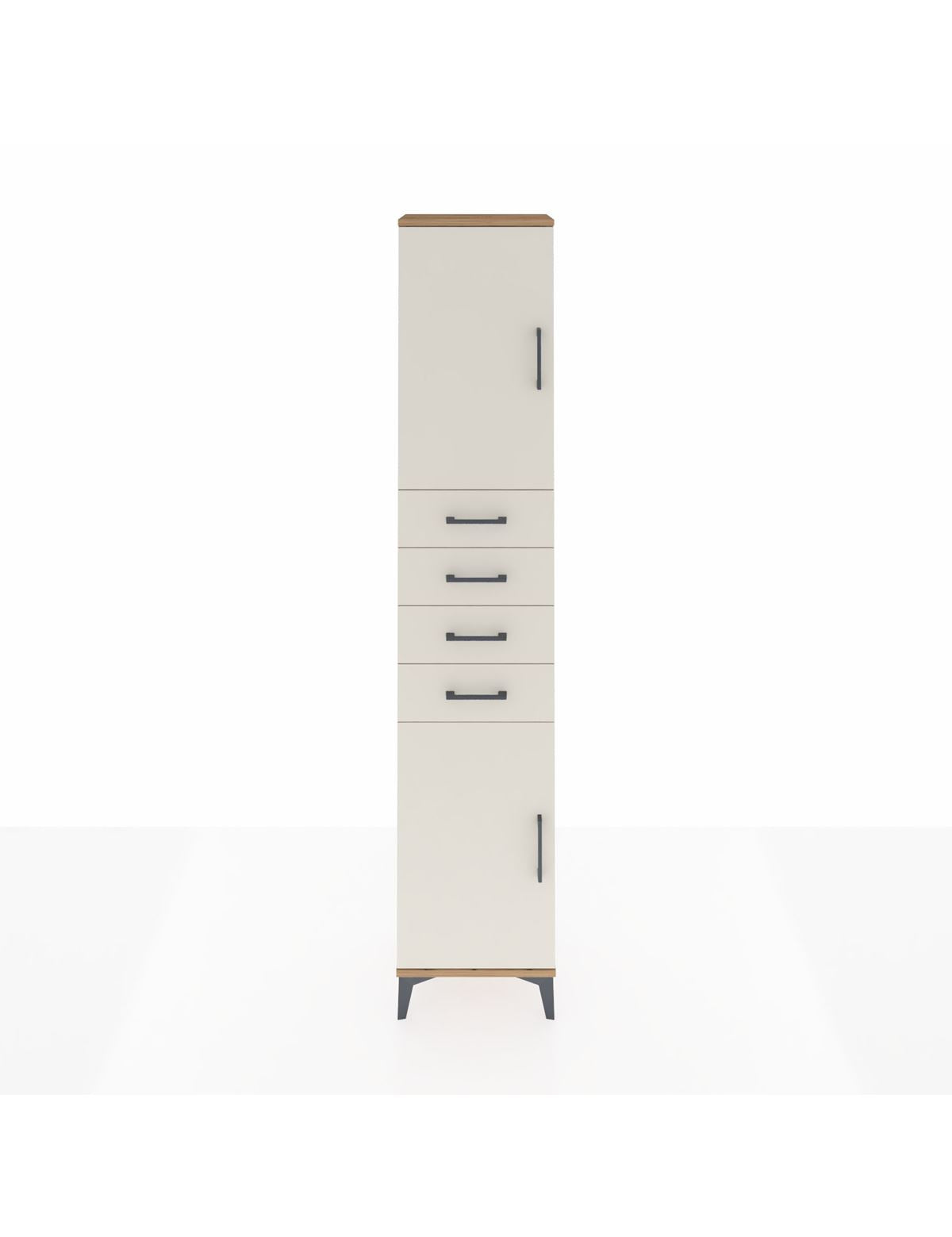 Arges Dolap 3 Raflı 4 Çekmeceli 2 Kapaklı 44x30x221 Çam-Aytaşı