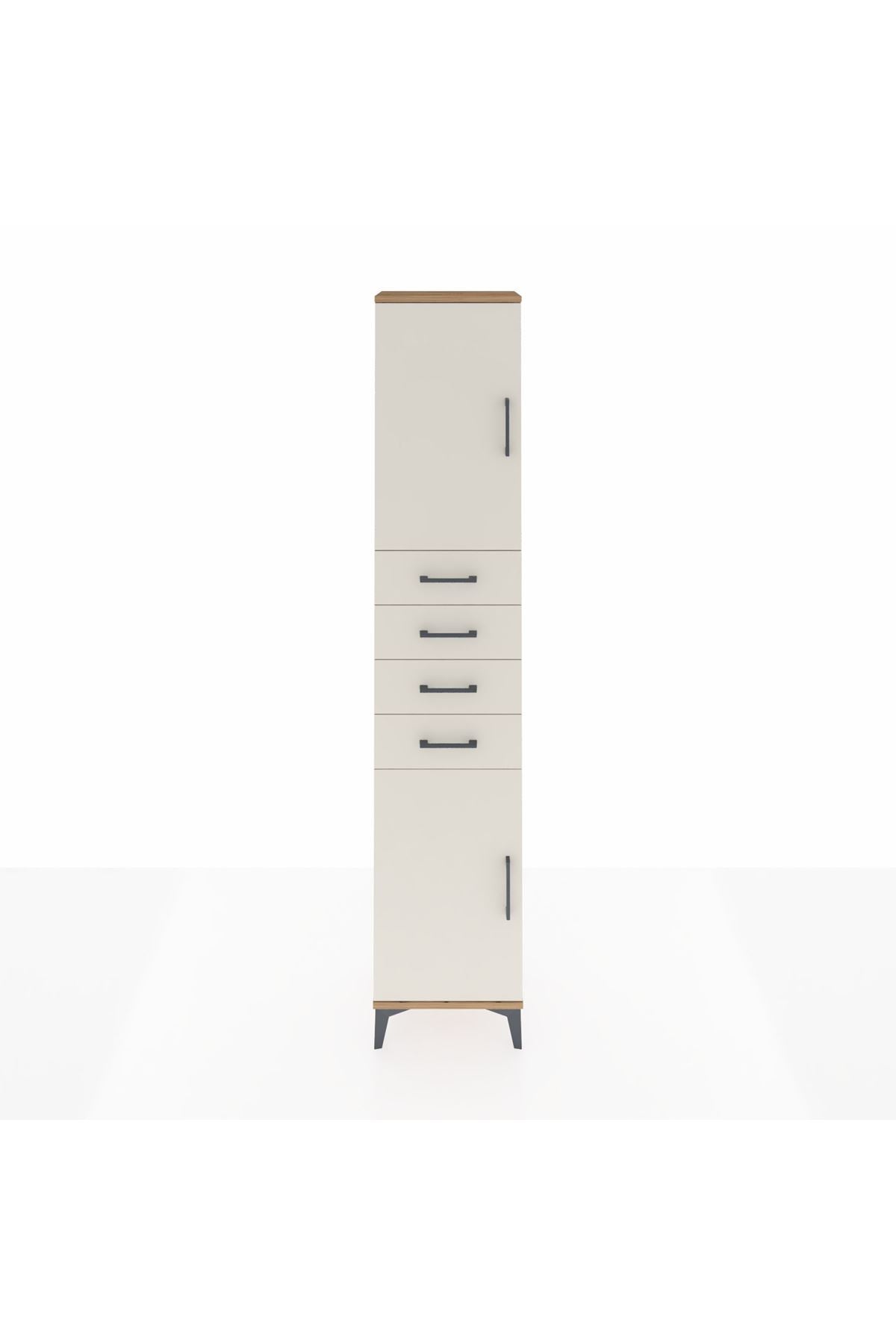 Arges Dolap 3 Raflı 4 Çekmeceli 2 Kapaklı 44x30x221 Çam-Aytaşı