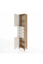 Arges Dolap 3 Raflı 4 Çekmeceli 2 Kapaklı 44x30x221 Çam-Aytaşı