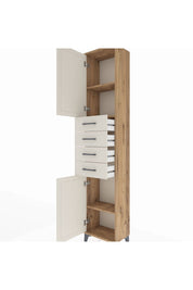 Arges Dolap 3 Raflı 4 Çekmeceli 2 Kapaklı 44x30x221 Çam-Aytaşı