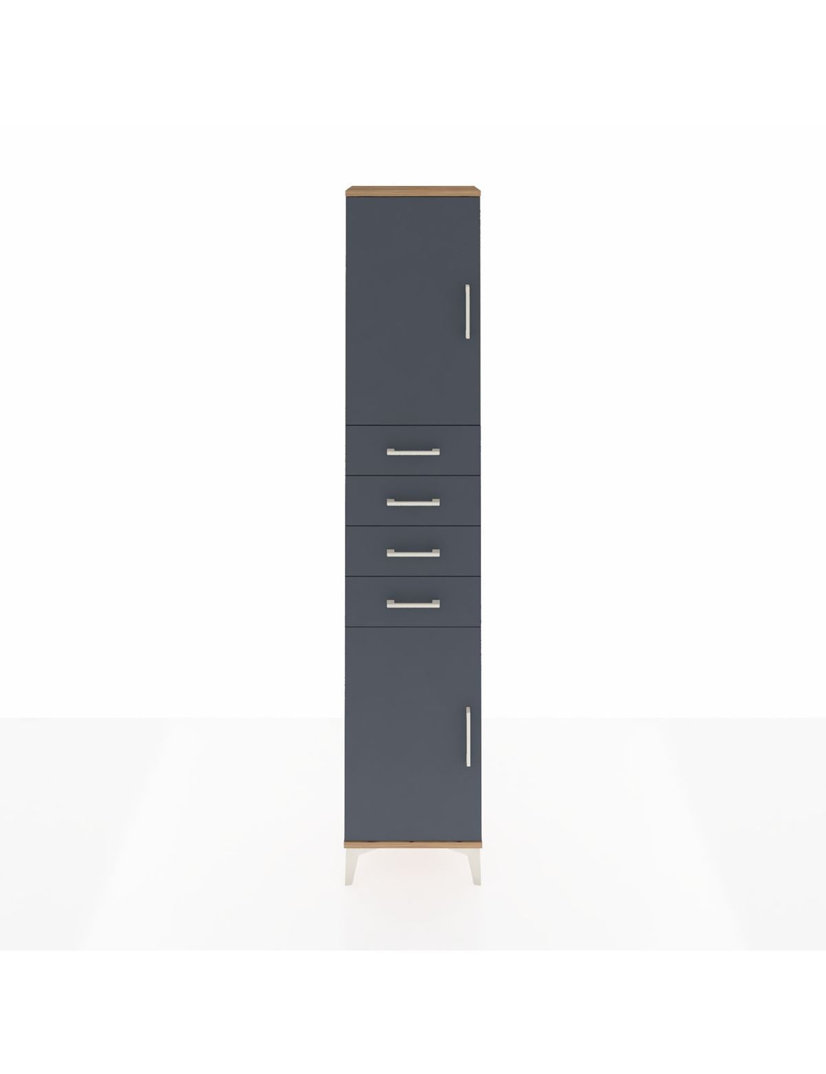 Arges Dolap 3 Raflı 4 Çekmeceli 2 Kapaklı 44x30x221 Çam-Antrasit