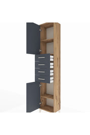 Arges Dolap 3 Raflı 4 Çekmeceli 2 Kapaklı 44x30x221 Çam-Antrasit