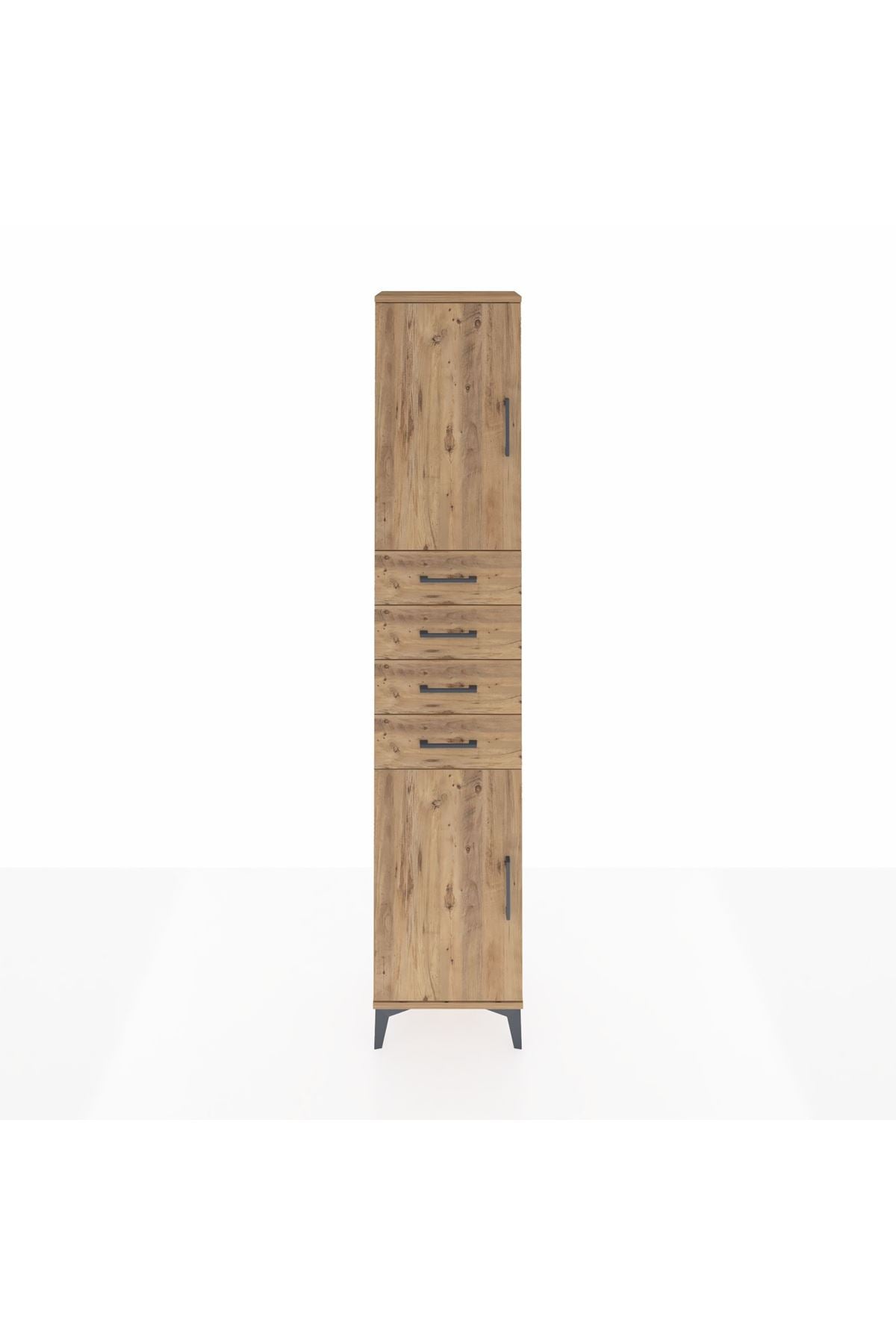 Arges Dolap 3 Raflı 4 Çekmeceli 2 Kapaklı 44x30x221 Çam-Çam