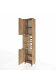 Arges Dolap 3 Raflı 4 Çekmeceli 2 Kapaklı 44x30x221 Çam-Çam