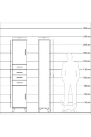 Arges Dolap 3 Raflı 4 Çekmeceli 2 Kapaklı 44x30x221 Çam-Çam