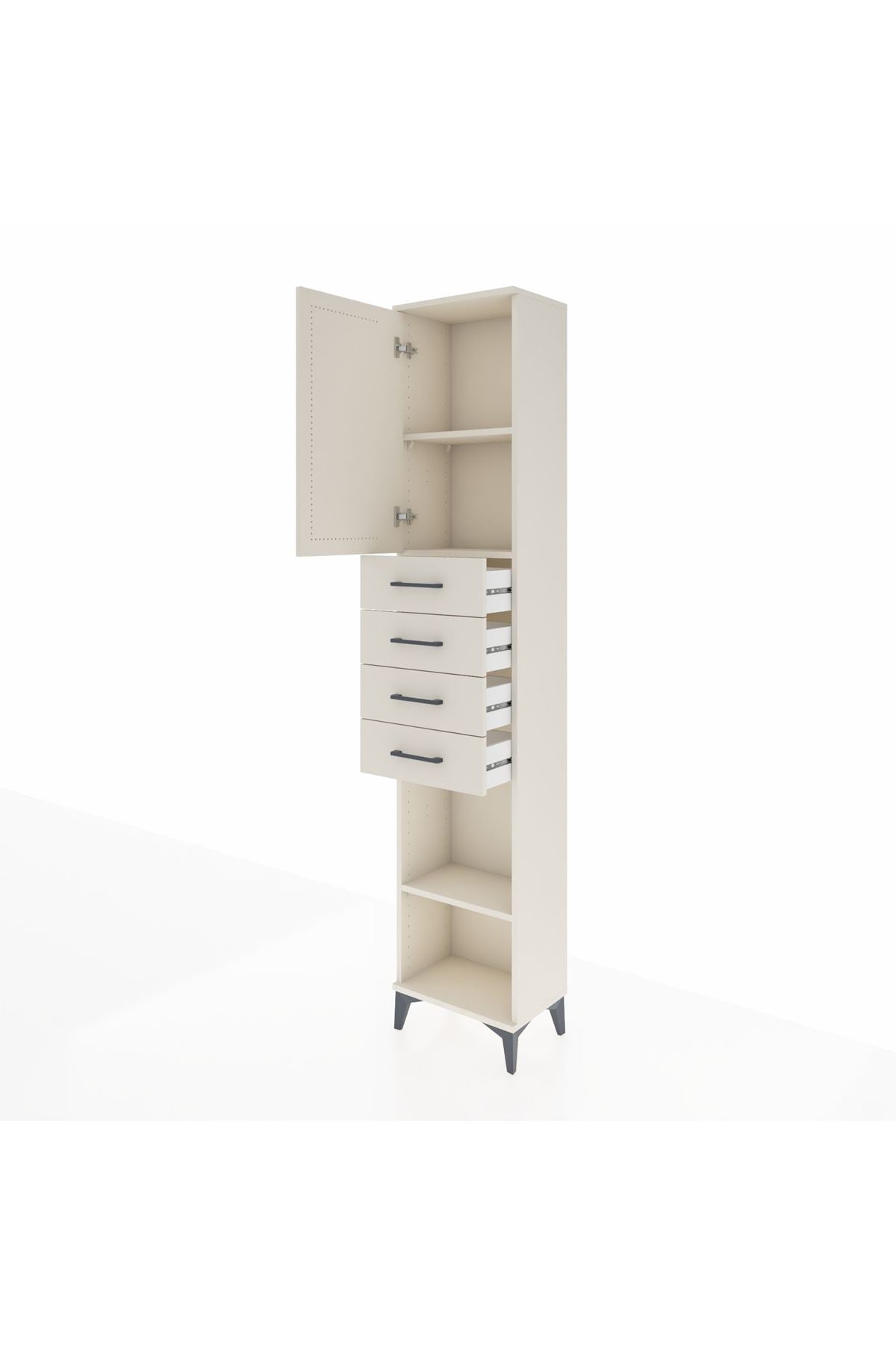 Arges Dolap 3 Raflı 4 Çekmeceli Tek Kapaklı 44x30x221 Aytaşı-Aytaşı