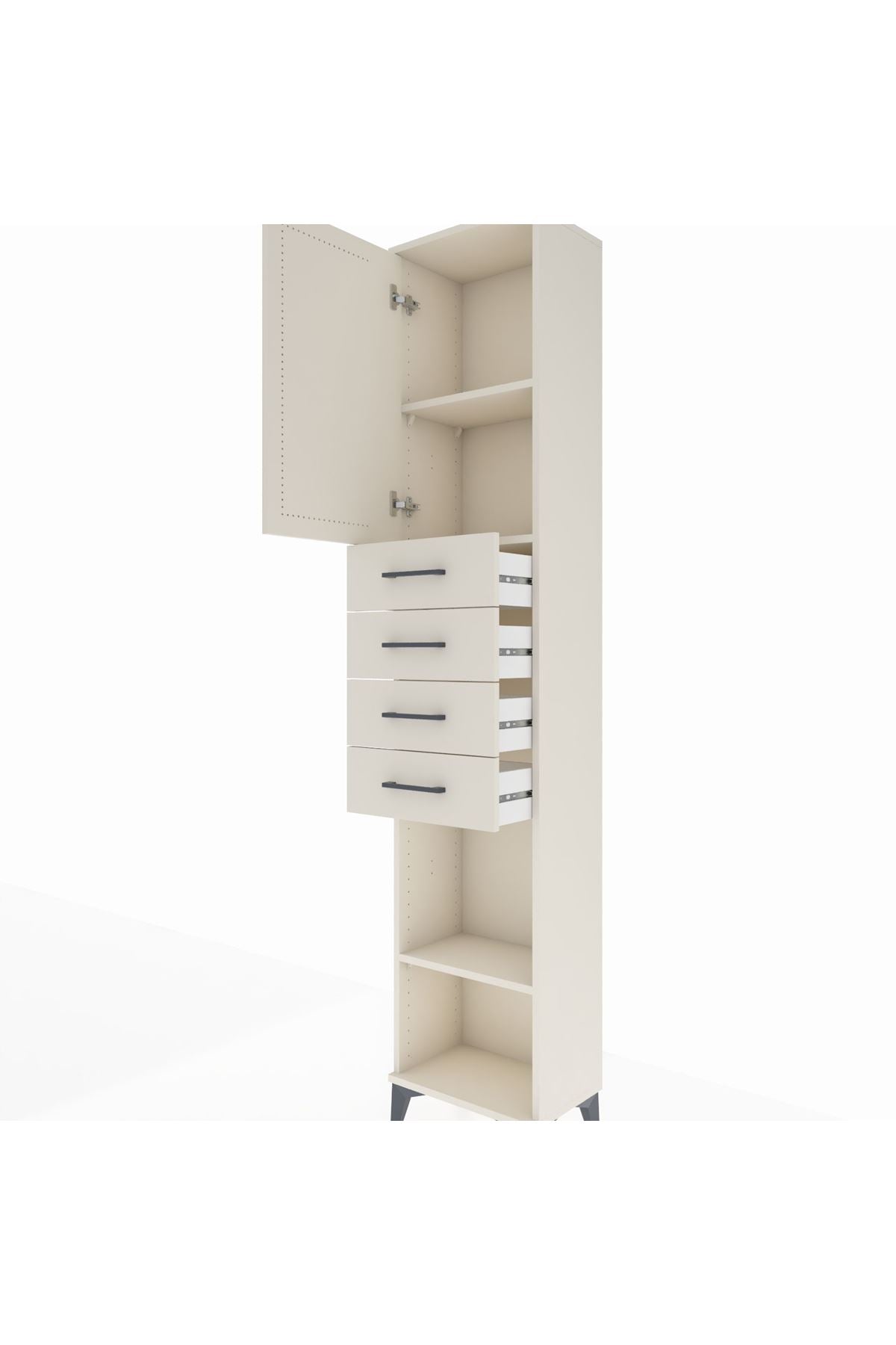 Arges Dolap 3 Raflı 4 Çekmeceli Tek Kapaklı 44x30x221 Aytaşı-Aytaşı