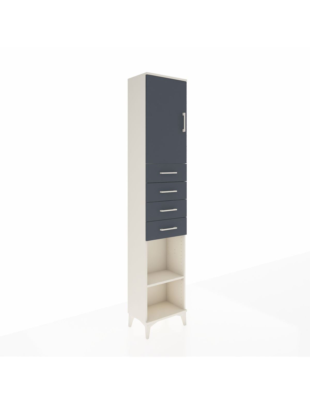 Arges Dolap 3 Raflı 4 Çekmeceli Tek Kapaklı 44x30x221 Aytaşı-Antrasit