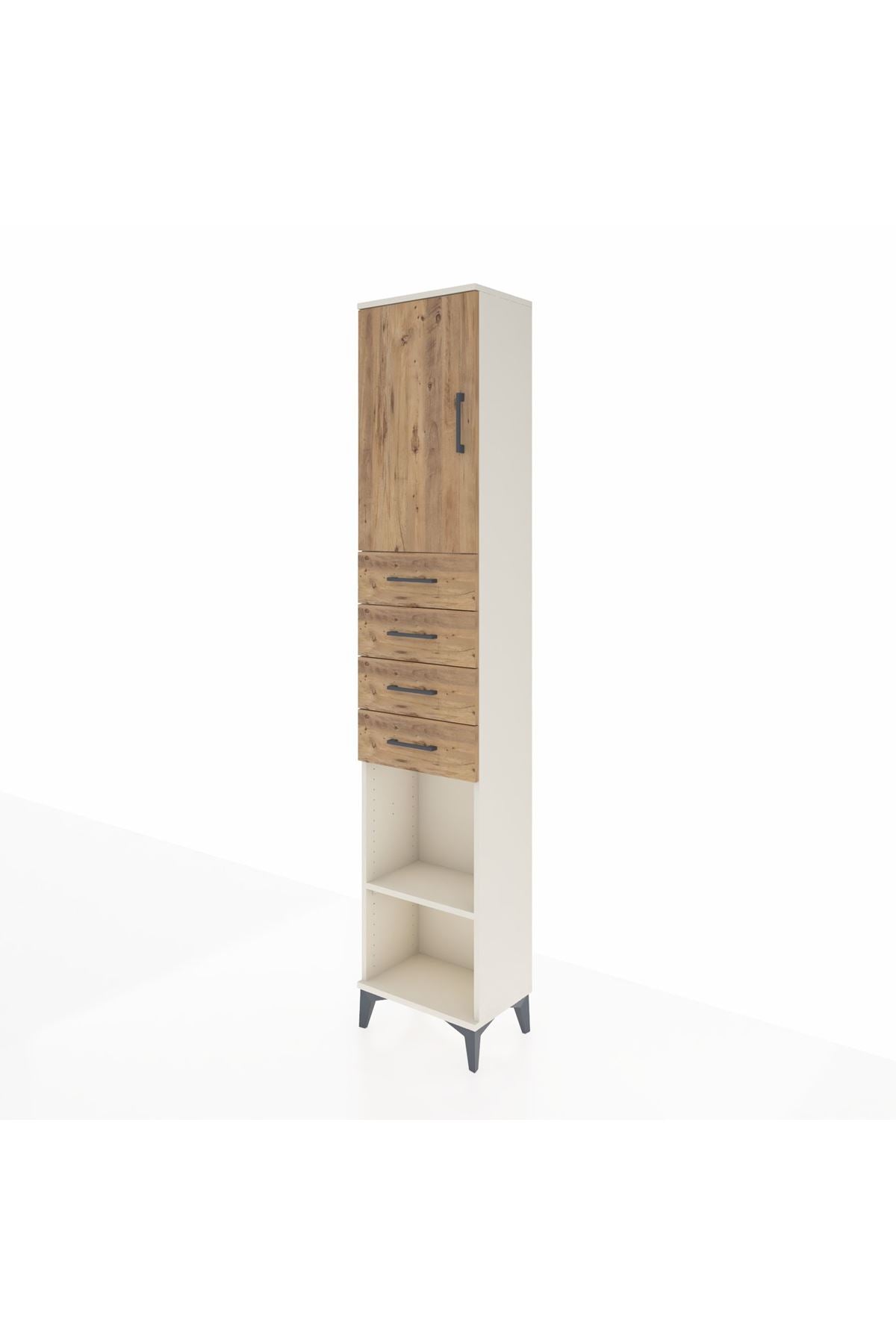 Arges Dolap 3 Raflı 4 Çekmeceli Tek Kapaklı 44x30x221 Aytaşı-Çam