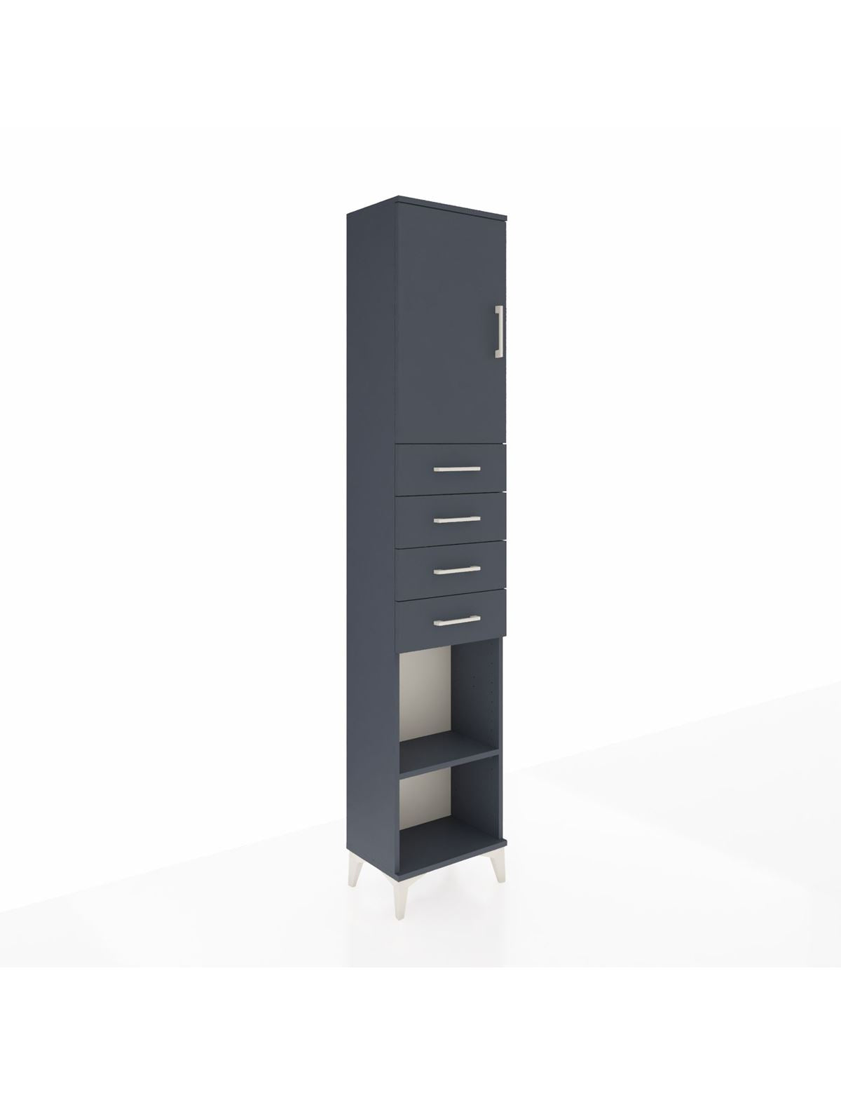 Arges Dolap 3 Raflı 4 Çekmeceli Tek Kapaklı 44x30x221 Antrasit-Antrasit