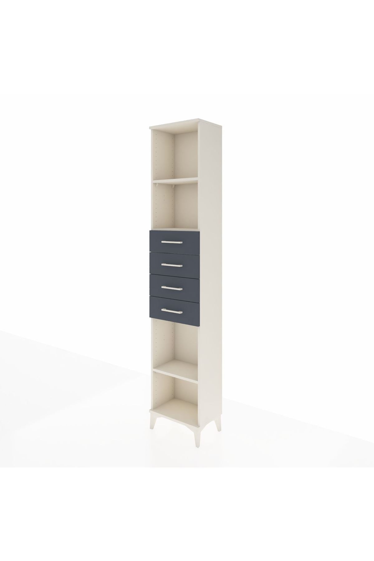 Arges Dolap 3 Raflı 4 Çekmeceli 44x30x221 Aytaşı-Antrasit