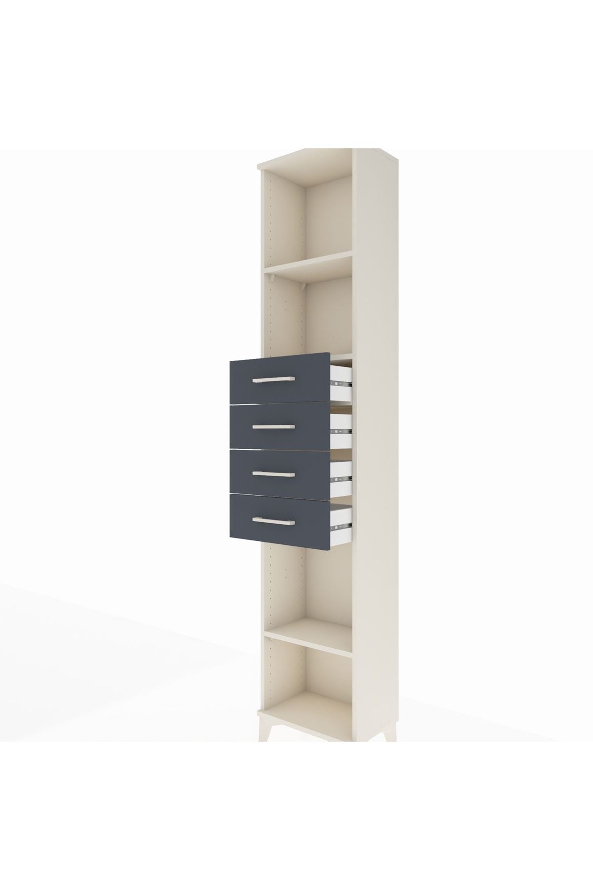 Arges Dolap 3 Raflı 4 Çekmeceli 44x30x221 Aytaşı-Antrasit