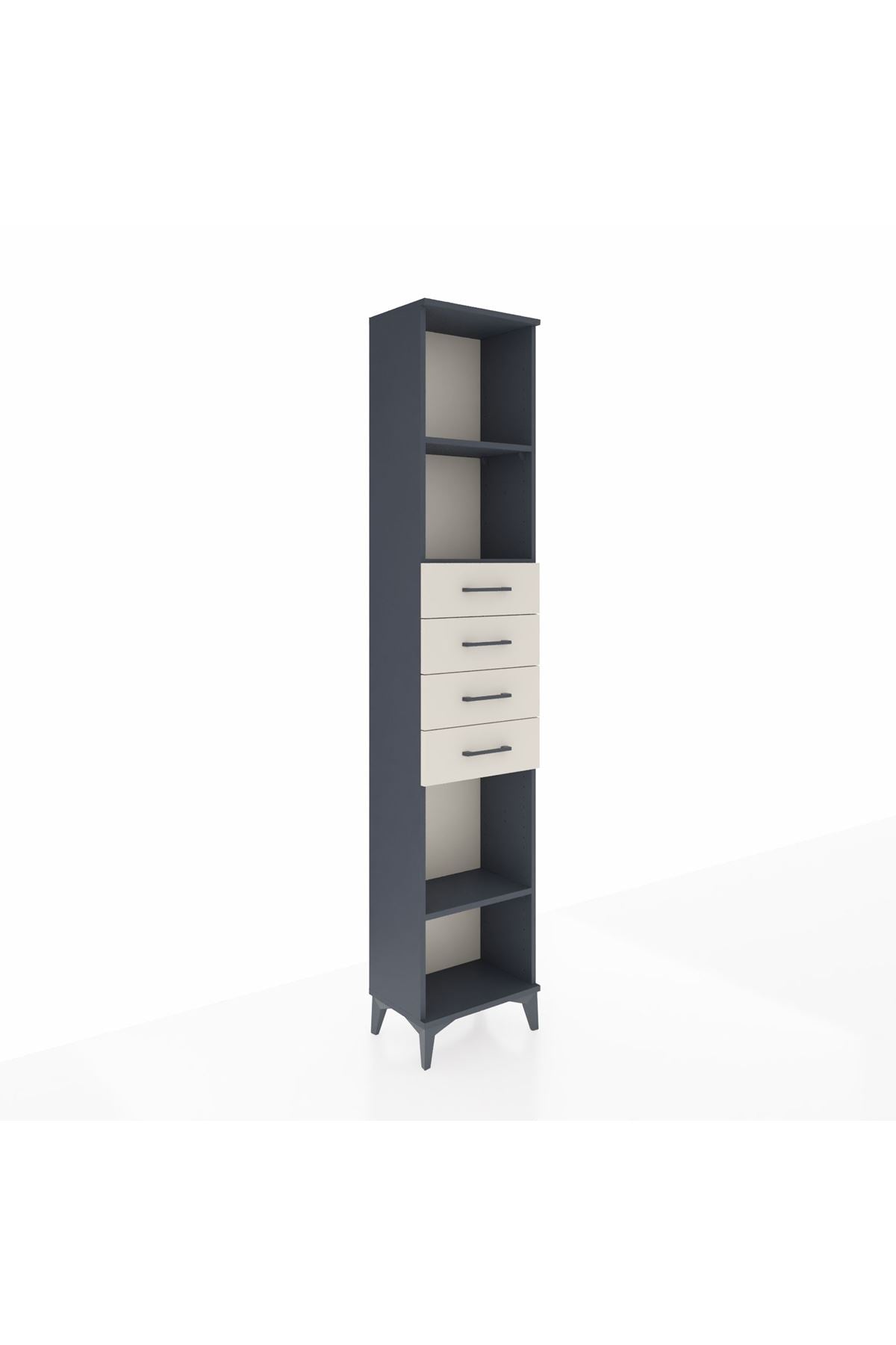 Arges Dolap 3 Raflı 4 Çekmeceli 44x30x221 Antrasit-Aytaşı