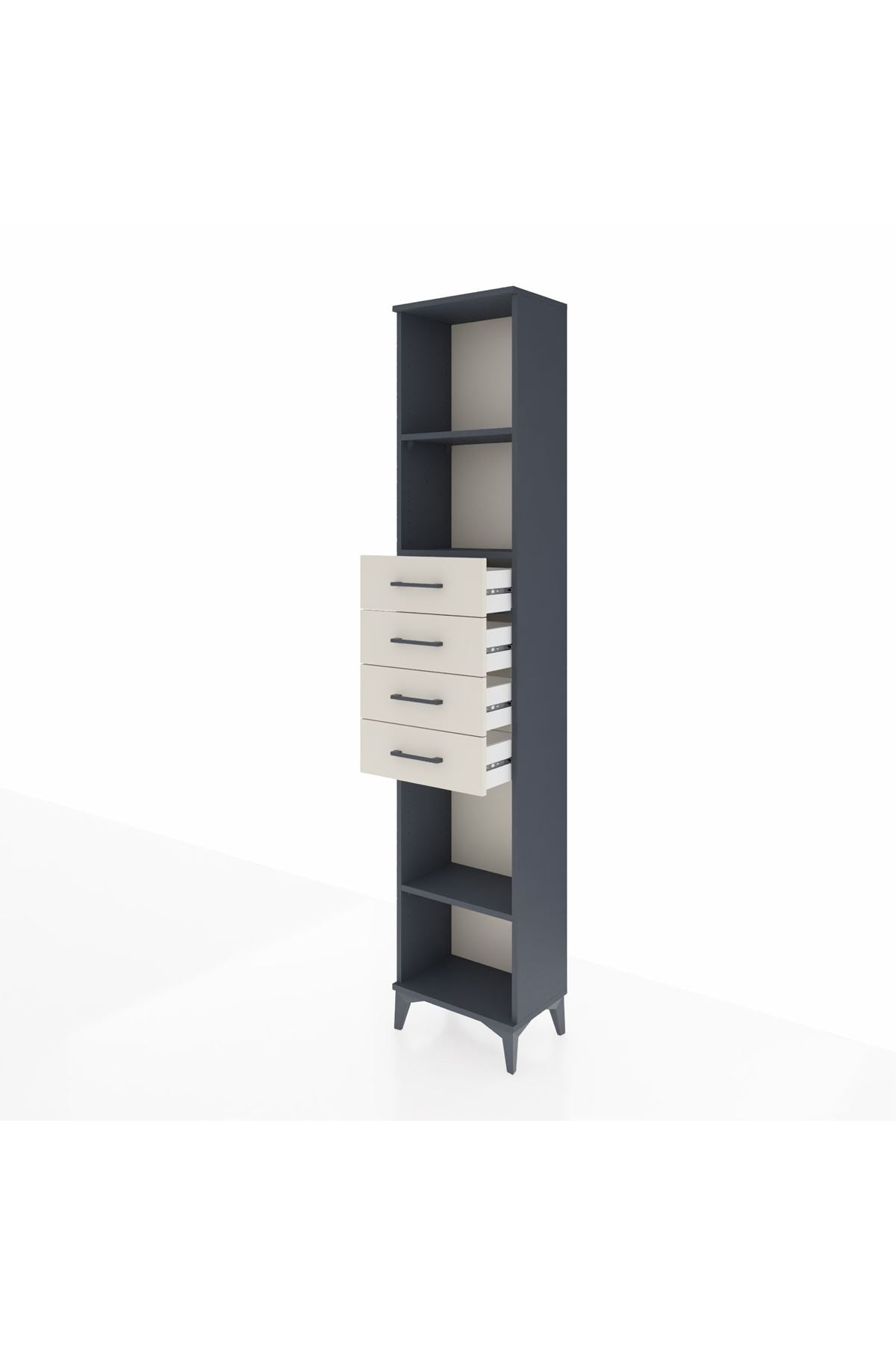 Arges Dolap 3 Raflı 4 Çekmeceli 44x30x221 Antrasit-Aytaşı