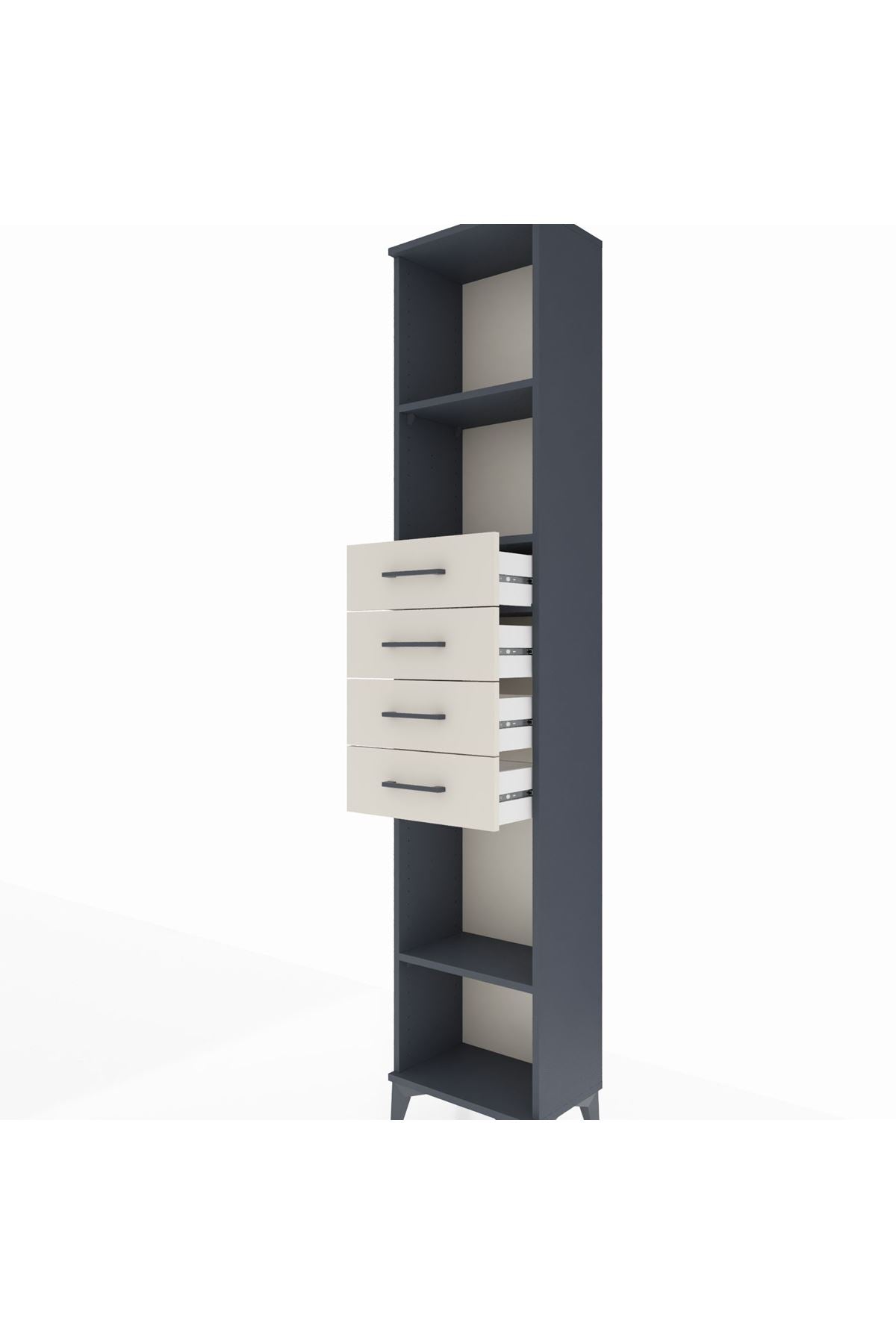 Arges Dolap 3 Raflı 4 Çekmeceli 44x30x221 Antrasit-Aytaşı