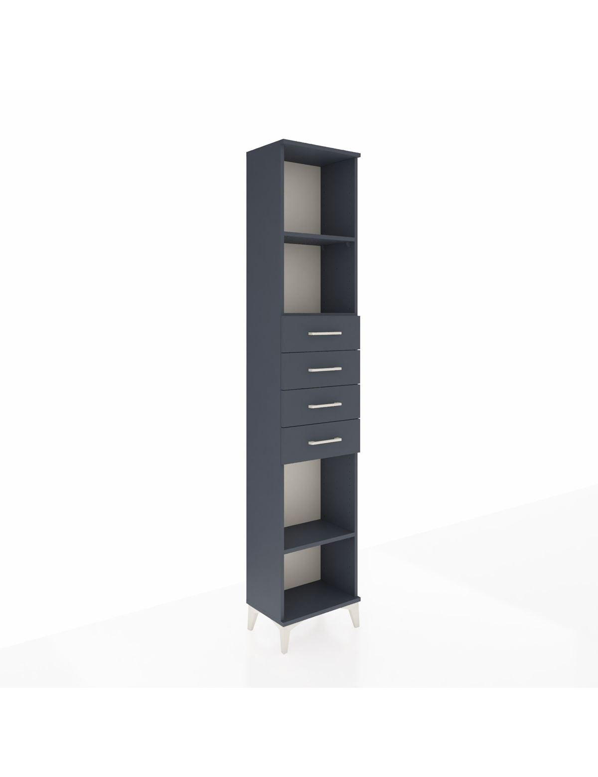 Arges Dolap 3 Raflı 4 Çekmeceli 44x30x221 Antrasit-Antrasit