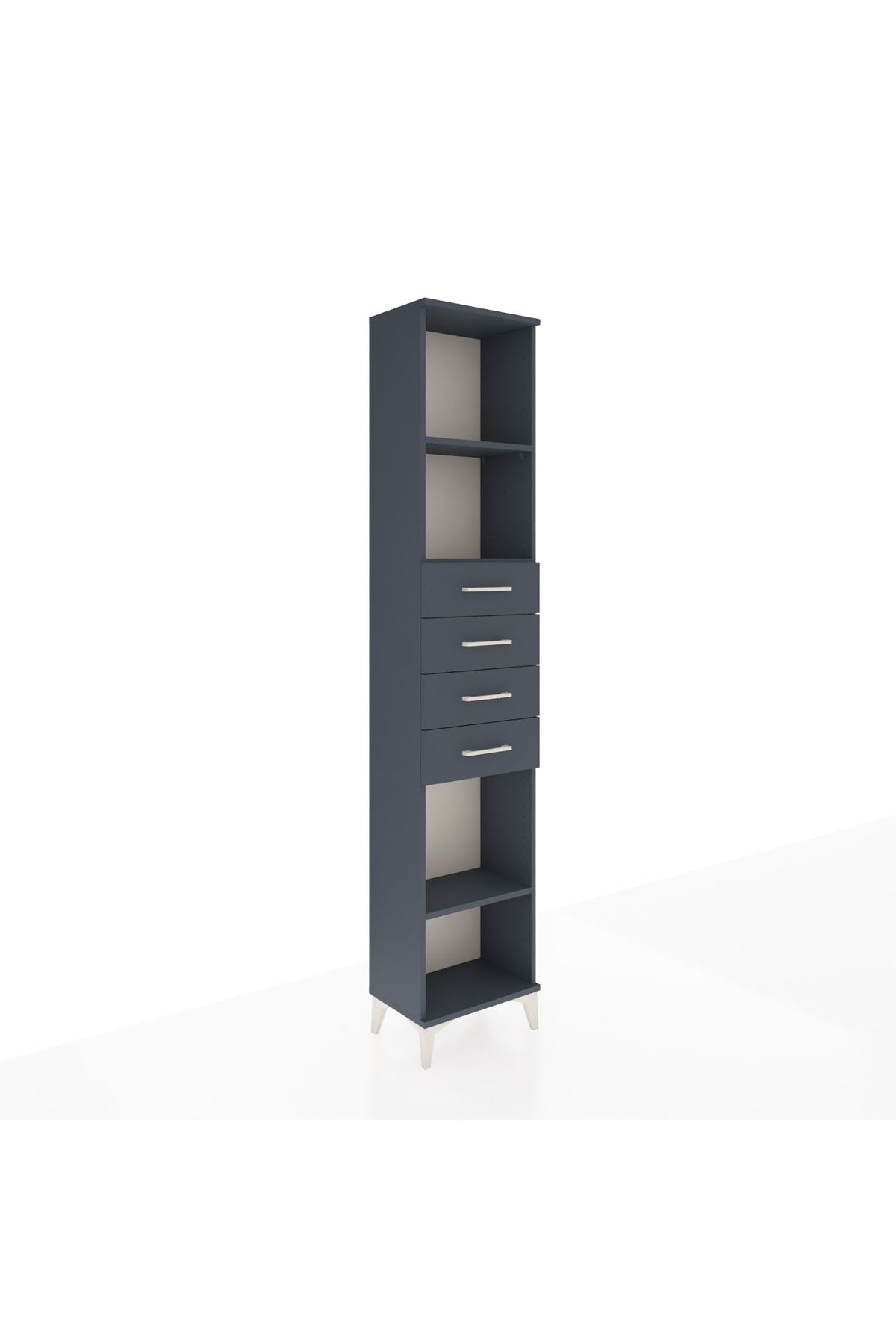 Arges Dolap 3 Raflı 4 Çekmeceli 44x30x221 Antrasit-Antrasit