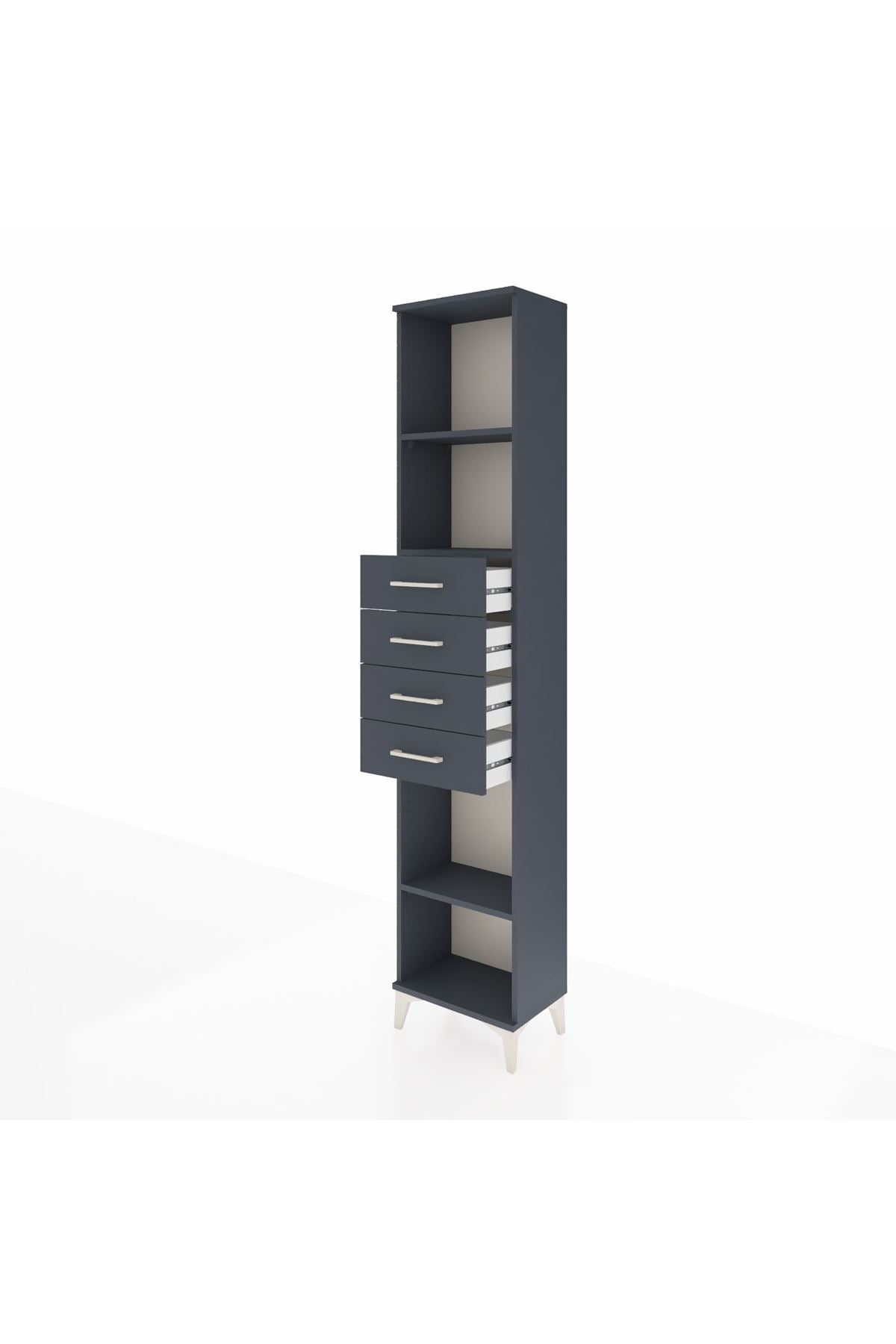 Arges Dolap 3 Raflı 4 Çekmeceli 44x30x221 Antrasit-Antrasit