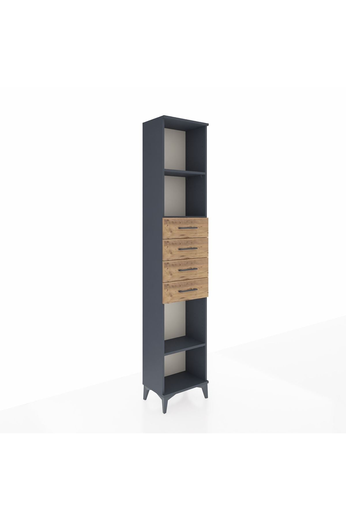 Arges Dolap 3 Raflı 4 Çekmeceli 44x30x221 Antrasit-Çam