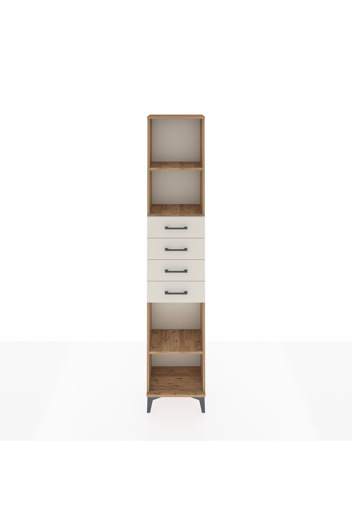 Arges Dolap 3 Raflı 4 Çekmeceli 44x30x221 Çam-Aytaşı