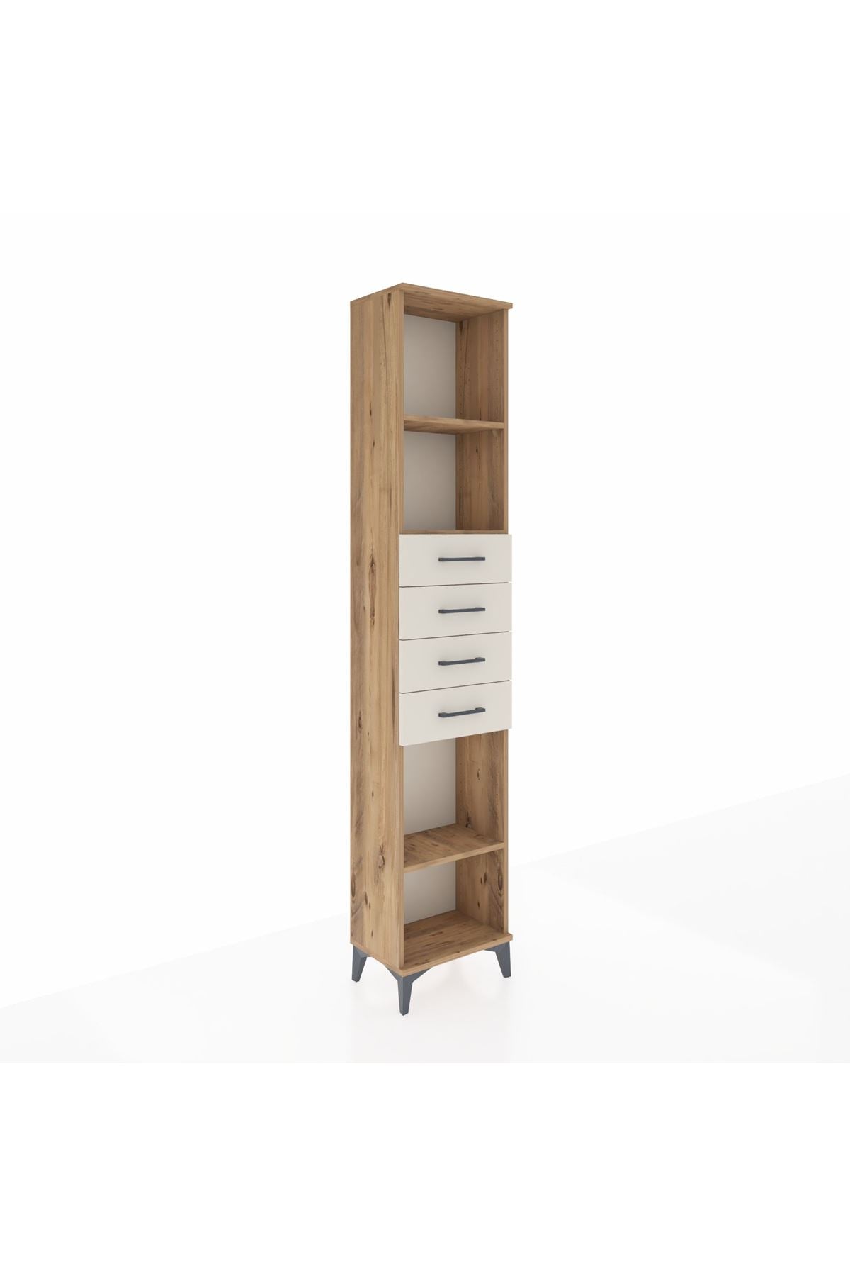 Arges Dolap 3 Raflı 4 Çekmeceli 44x30x221 Çam-Aytaşı