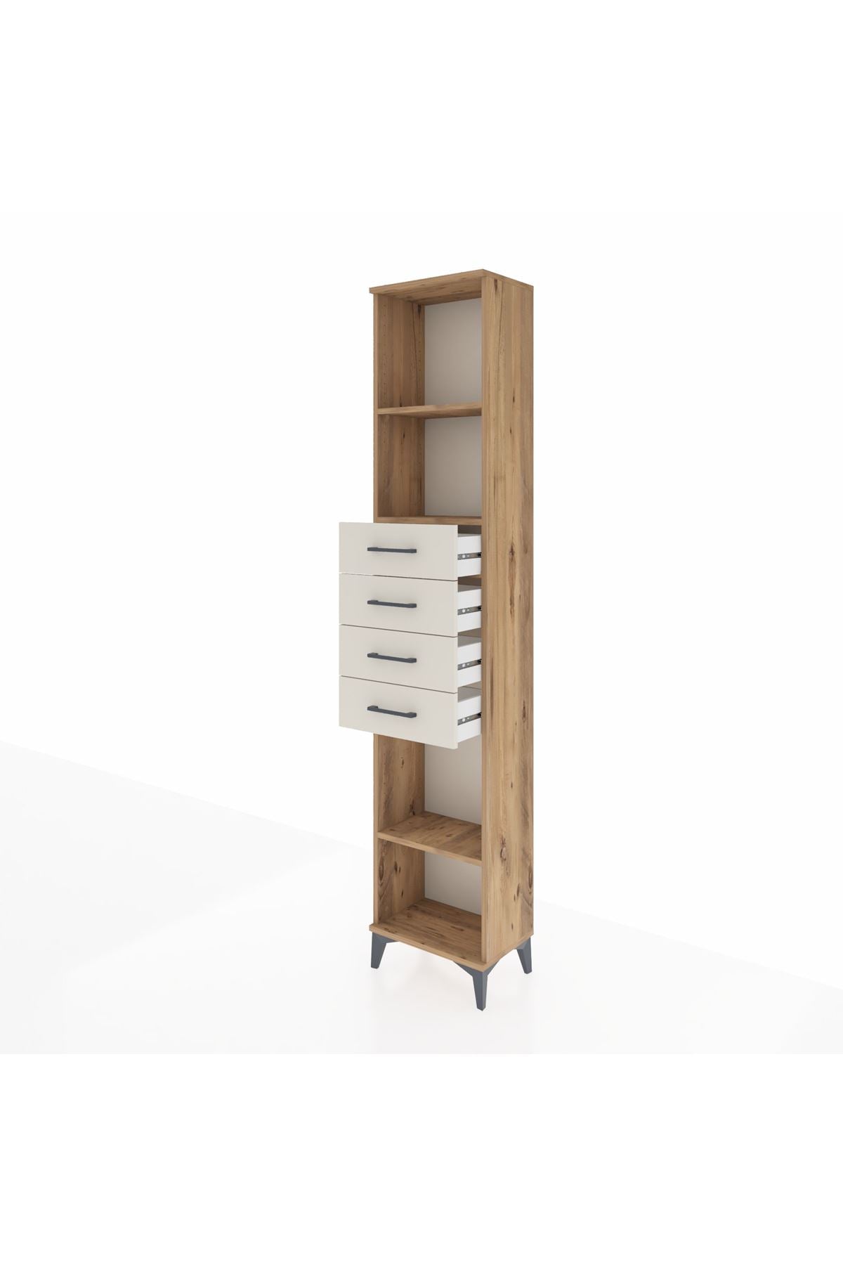 Arges Dolap 3 Raflı 4 Çekmeceli 44x30x221 Çam-Aytaşı