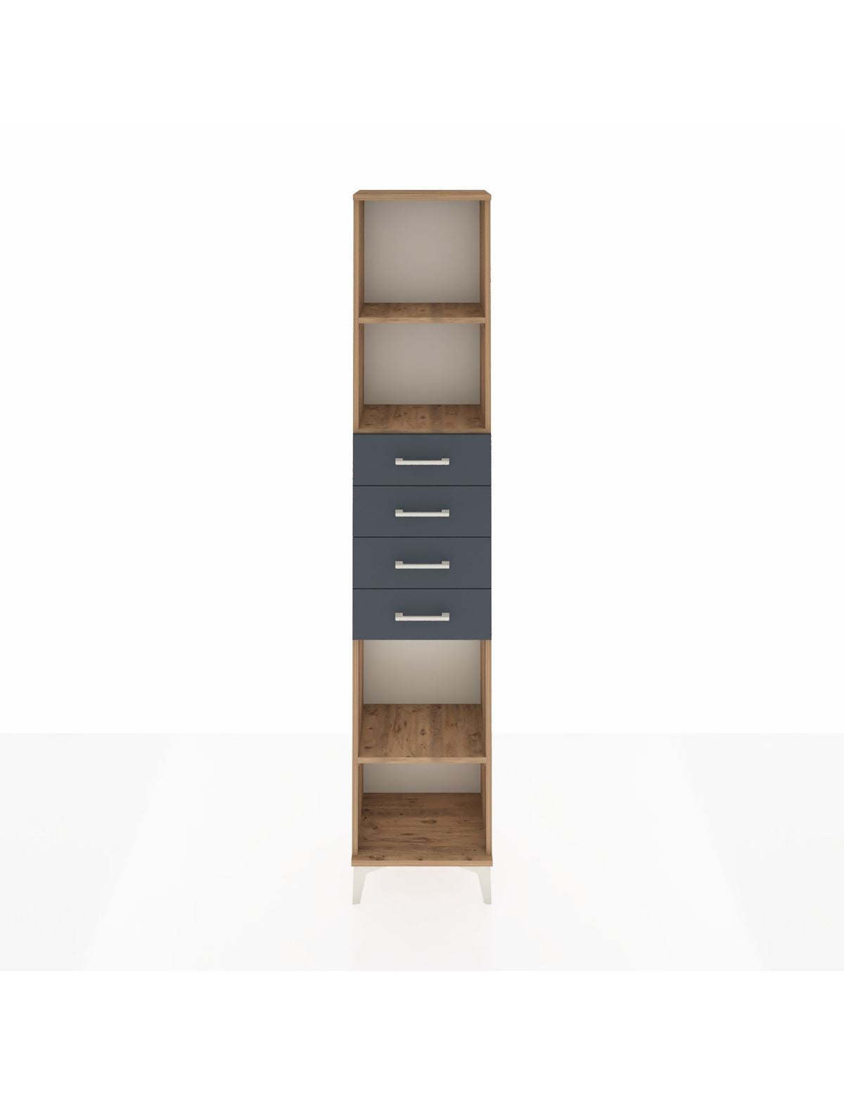 Arges Dolap 3 Raflı 4 Çekmeceli 44x30x221 Çam-Antrasit