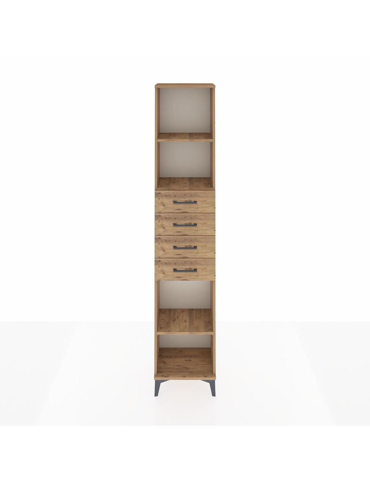 Arges Dolap 3 Raflı 4 Çekmeceli 44x30x221 Çam-Çam