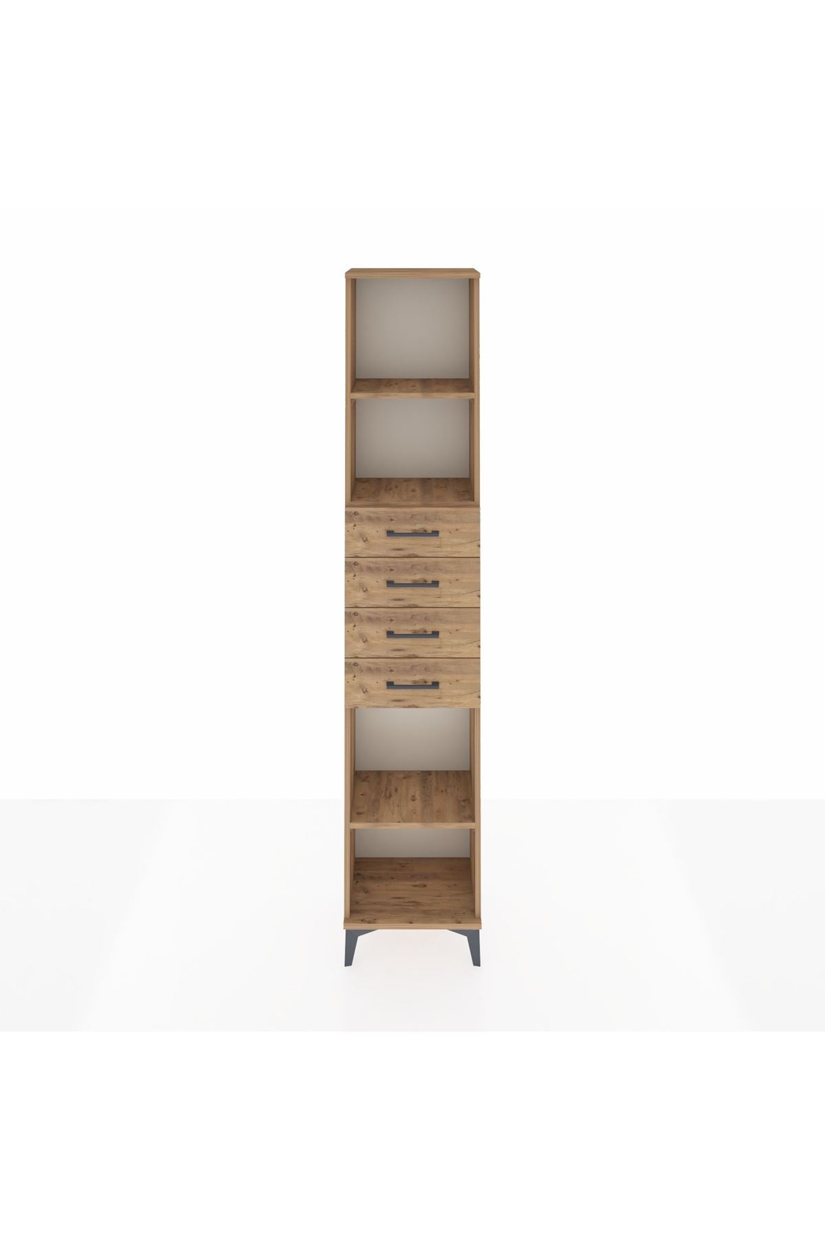 Arges Dolap 3 Raflı 4 Çekmeceli 44x30x221 Çam-Çam