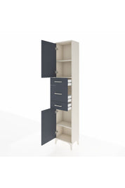 Arges Dolap 3 Raflı 3 Çekmeceli 2 Kapaklı 44x30x221 Aytaşı-Antrasit