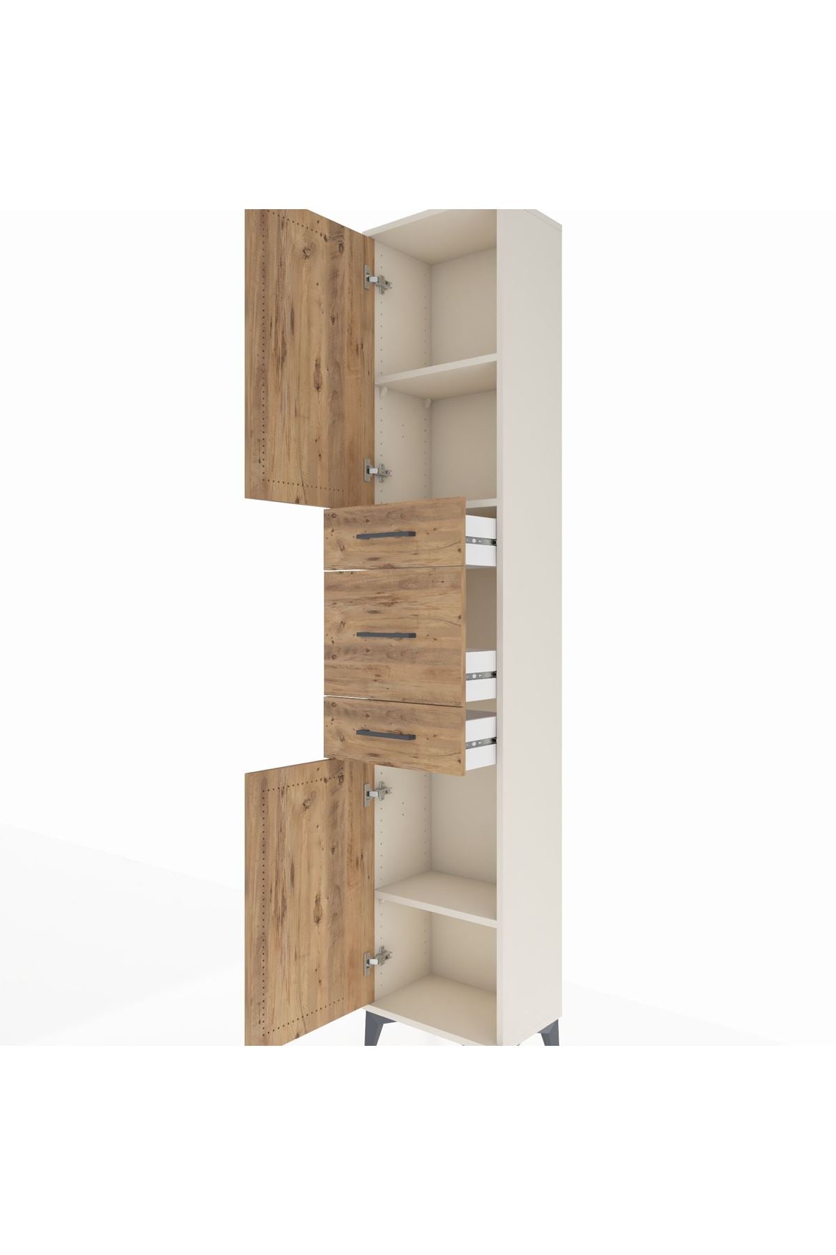 Arges Dolap 3 Raflı 3 Çekmeceli 2 Kapaklı 44x30x221 Aytaşı-Çam