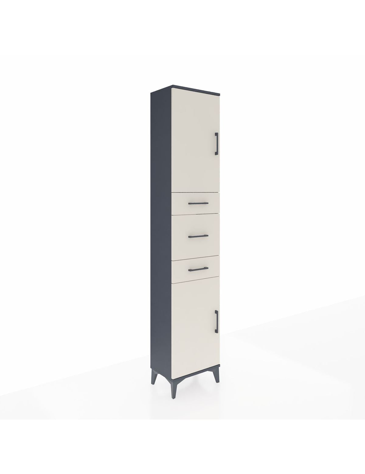 Arges Dolap 3 Raflı 3 Çekmeceli 2 Kapaklı 44x30x221 Antrasit-Aytaşı