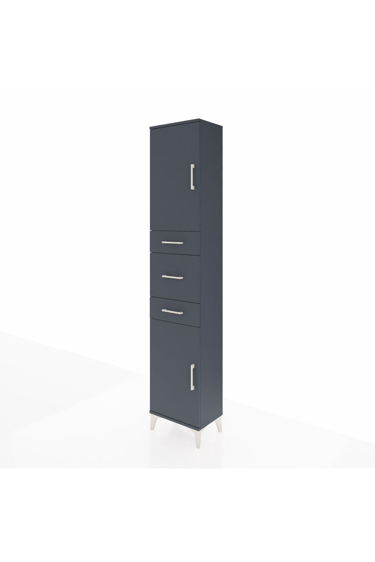 Arges Dolap 3 Raflı 3 Çekmeceli 2 Kapaklı 44x30x221 Antrasit-Antrasit