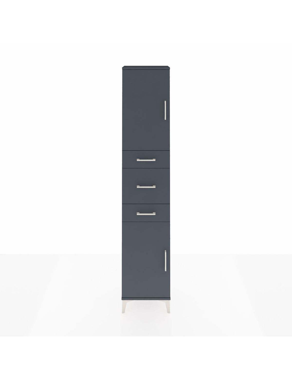 Arges Dolap 3 Raflı 3 Çekmeceli 2 Kapaklı 44x30x221 Antrasit-Antrasit