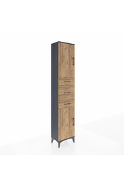 Arges Dolap 3 Raflı 3 Çekmeceli 2 Kapaklı 44x30x221 Antrasit-Çam