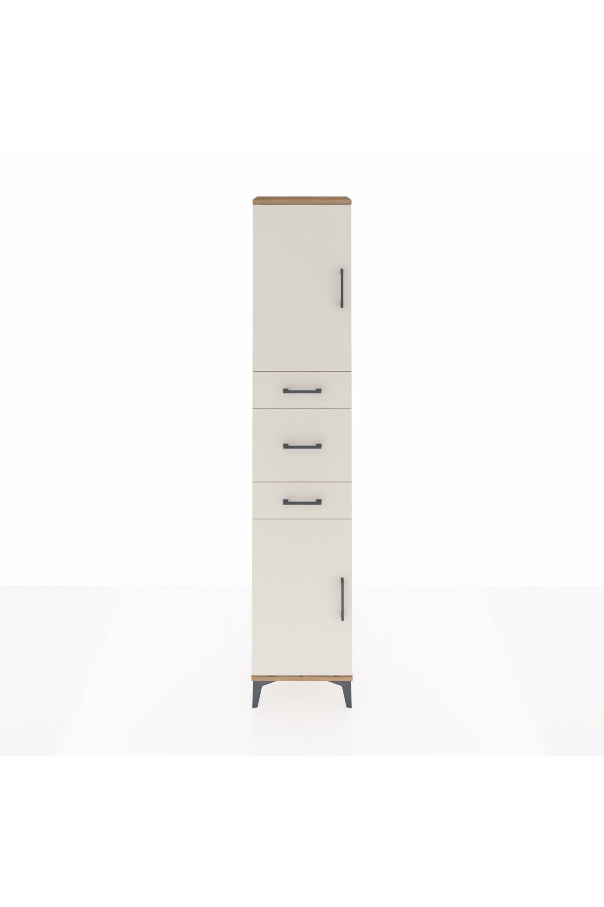 Arges Dolap 3 Raflı 3 Çekmeceli 2 Kapaklı 44x30x221 Çam-Aytaşı